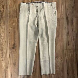 Lauren Ralph Lauren Trim Fit Cream Linen Pants 36x30